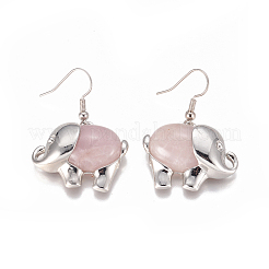 Naturali Quarzo Rosa ciondola&nbsp;EJEW-K080-B05