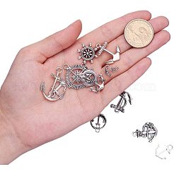 Ancora in argento tibetano e pendenti di timone&nbsp;TIBEP-PH0004-15AS-WH