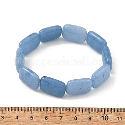 Braccialetti elasticizzati da donna rettangolari con perline color acquamarina naturale tinta&nbsp;BJEW-JB14447