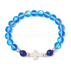 Stretch-Armbänder aus synthetischen Mondsteinperlen für Frauen und Männer&nbsp;BJEW-JB11376