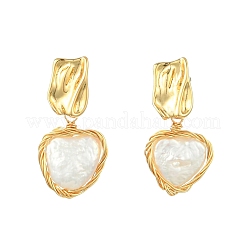 Orecchini pendenti a perno in ottone con perla naturale&nbsp;EJEW-JE07234