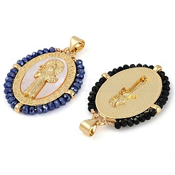 Gestell aus Messing mit pflastern Muschel Religion Heilige Anhänger&nbsp;KK-U032-01G-A