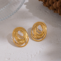 Boucles d'oreilles à clous ovales en spirale en acier inoxydable 304&nbsp;SU9252