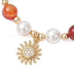 Braccialetti elastici con perle rotonde di agata striata naturale&nbsp;BJEW-JB11916-03