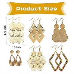 6 Paar 6 Arten große Rauten- & Tropfen- & Blumenohrringe für Mädchenfrauen&nbsp;EJEW-SZ0001-56