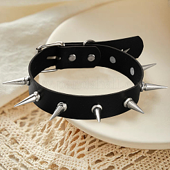 Chocker-Halsketten aus Kunstleder im Punkrock-Stil mit Spike-Nieten aus Legierung&nbsp;NJEW-WH20011-08C-P