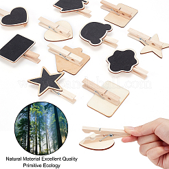 24 pince à tableau noir en bois de 6 styles&nbsp;DIY-GF0003-59