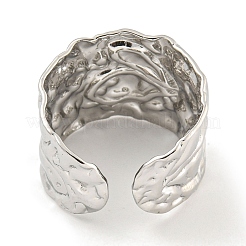 Anillo de puño abierto texturizado de acero inoxidable 304 que no se deslustra&nbsp;RJEW-A043-11P