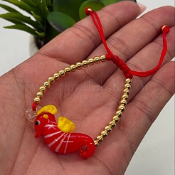 Geflochtene Armbänder aus Glas- und Messingperlen mit Delfinmotiven&nbsp;OC7969-3