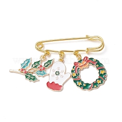 3 Stück 3 Stile Weihnachtsbaum & Schneemann & Hirsch Legierung Emaille Charms Sicherheitsnadel Broschen&nbsp;JEWB-BR00094