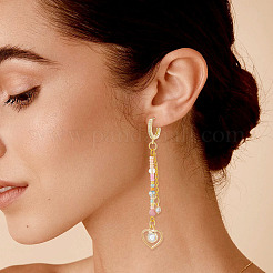 12 pièces de boucles d'oreilles créoles en laiton micro pavées de zircone cubique claire&nbsp;KK-UN0002-23