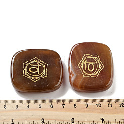 Natürliches Karneol-Rechteck mit Chakra-Zeichen-Figuren&nbsp;DJEW-K025-02A