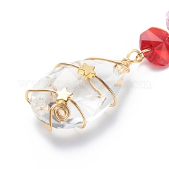 Decorazioni pendenti con perline di vetro ottagonale placcato&nbsp;HJEW-JM00775-03