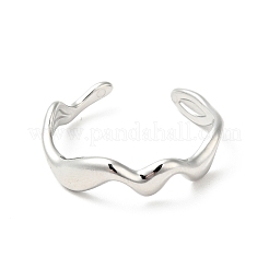 Anello aperto a forma di onda in acciaio inossidabile 304 antiossidante per uomo e donna&nbsp;RJEW-I085-24P