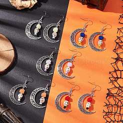 Halloween-Ohrringe aus synthetischem Türkis aus Legierung&nbsp;EJEW-JE05844