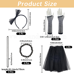 Fascia per capelli in poliestere e guanti in nylon e abito in pizzo e set di collane e braccialetti con perline di plastica&nbsp;DIY-WH20062-11A