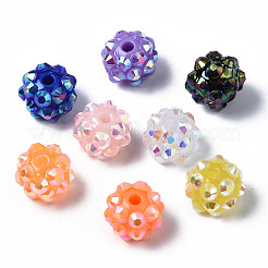 Stämmig Rhinestone Harz Kaugummi Kugel Perlen&nbsp;RESI-M019-10mm-M-01