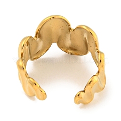 Ionenplattierung (IP) Welle 304 Edelstahl offene Manschette Fingerringe für Frauen&nbsp;RJEW-P114-01G