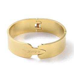 Bracelets à charnière larges en acier inoxydable 304 avec placage sous vide PVD Word Love&nbsp;BJEW-G700-05G