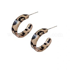 Boucles d'oreilles à tige en acrylique et argent sterling en forme de C avec imprimé léopard&nbsp;FS-WG2B12E-01