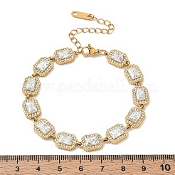 Armbänder aus Edelstahl 304 mit rechteckigen Gliederketten und Strassbesatz&nbsp;SA-CBABBEA-03G