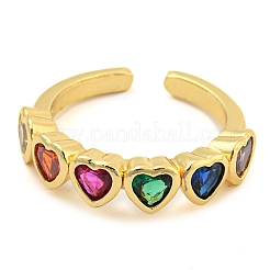 Bague de manchette cœur en zircone cubique colorée&nbsp;KK-D067-30G-RS