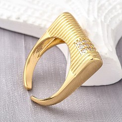 Bagues ouvertes réglables en laiton avec micro pavé de zircones cubiques pour femmes&nbsp;RJEW-K292-10G