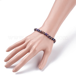 Pulsera elástica de cuentas redondas de ojo de tigre de galaxia natural de 6.5 mm para mujer&nbsp;BJEW-JB07292