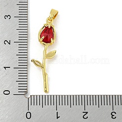 Fiore di rosa per San Valentino veri pendenti in ottone placcato oro 18k con micro pavé di zirconi cubici&nbsp;X-KK-R153-01C-G
