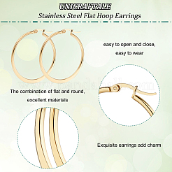 12 paire de boucles d'oreilles créoles plates en acier inoxydable 304 de 6 styles&nbsp;EJEW-UN0002-16