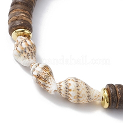 Stretch-Armbänder aus natürlichen Kokosnuss- und Muschelperlen&nbsp;BJEW-JB09978
