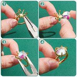 4 Stück verstellbare Fingerringkomponenten aus Messing&nbsp;KK-NB0002-57