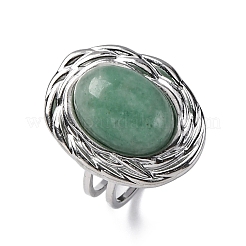 Anillos de dedo ovalados con piedras preciosas naturales y sintéticas&nbsp;RJEW-M063-01P