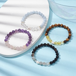 Pulseras elásticas con cuentas de perlas y piedras preciosas mixtas naturales y sintéticas&nbsp;BJEW-JB09726