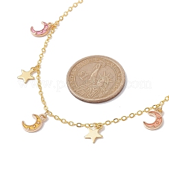 Lätzchen-Halsketten mit Mond- und Stern-Legierungs-Emaille-Charms&nbsp;NJEW-JN04577