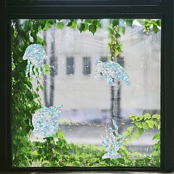 16 stücke 4 arten wasserdicht kunststoff farbige laser gebeizt fenster film statische aufkleber&nbsp;DIY-WH0314-143