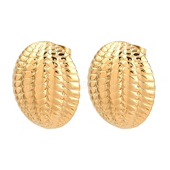 Boucles d'oreilles à tige ovales texturées en acier inoxydable 304&nbsp;EJEW-I320-21G-04