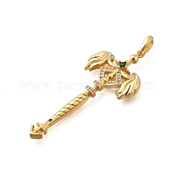 Gros pendentifs en laiton avec zircone cubique de micro pave&nbsp;KK-B147-04G-11