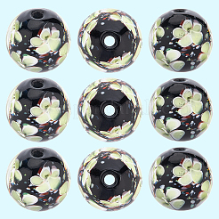 10 pz perline di lampwork fatte a mano con fiori interni&nbsp;LAMP-PA0001-02C