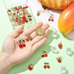 28 Stück 14 Stile Zinklegierung Strass Obst Anhänger&nbsp;FIND-CJ0004-95