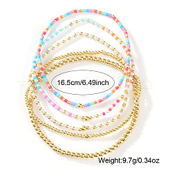 4 Stück 4 Stile Messing & Glass Seed Runde Perlen Stretch-Armbänder für Frauen&nbsp;DV1871-4