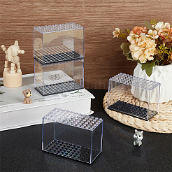 Rechteckige Vitrine für Minifiguren aus Kunststoff mit schwarzem Sockel&nbsp;ODIS-WH0004-14