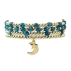 Bracelet ajustable en perles d'apatite naturelle et d'hématite synthétique (4 pièce&nbsp;BJEW-JB14151-03
