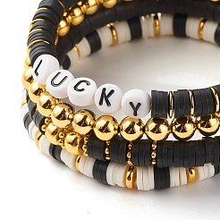Braccialetti elastici con perline heishi in argilla polimerica 4 pz 4 con ematite sintetica&nbsp;BJEW-JB07591