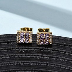 Messing-Ohrringe mit Mikropavé und Zirkonia&nbsp;EJEW-K267-21G