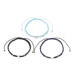 3 Stück geflochtenes Armband aus Messingperlen für Damen&nbsp;BJEW-JB13223