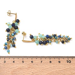 Pendientes de botón de acero inoxidable 304 con piedras preciosas naturales mixtas&nbsp;EJEW-JE07520-01