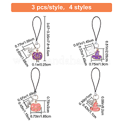 12 Uds. 4 correas móviles con dije de esmalte de aleación de estilo&nbsp;HJEW-AB00198