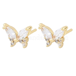 Aretes de latón con micro pavé de circonio cúbico para mujer&nbsp;KK-A305-06G-01