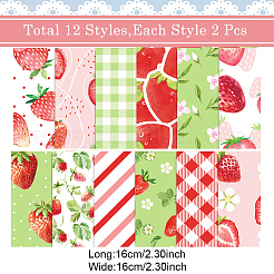 24 Blatt 12 Stile Erdbeer-Scrapbook-Papierblöcke&nbsp;DIY-WH0304-989F